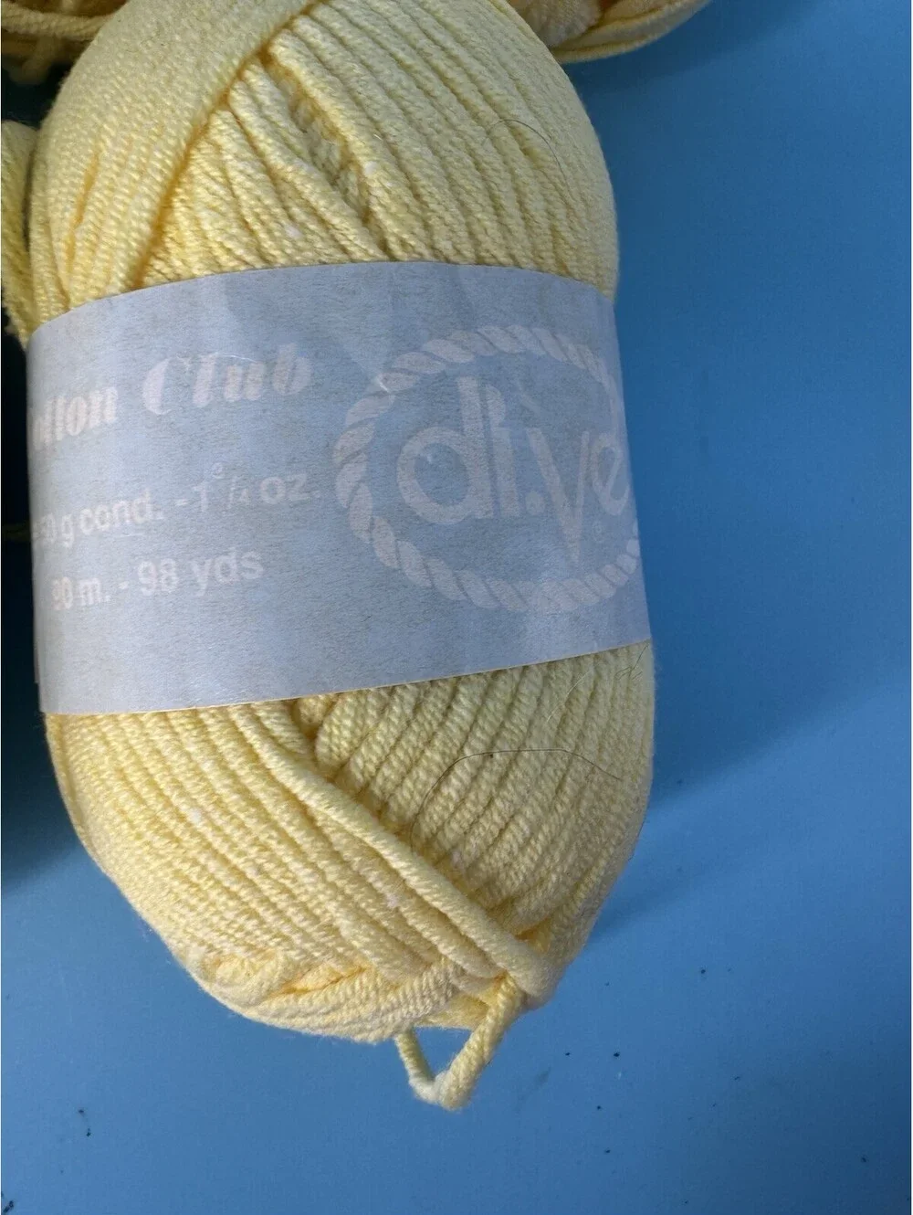Lot 5 di.Ve Cotton Club Yarn Yellow 60% Cotton 40% Acrylic Color 15052 Lot 4456
